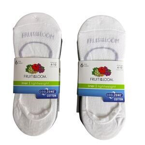 Fruit of the Loom Women's Cool Zone No Show Liners Socks Size 4-10 New 12 Pairs